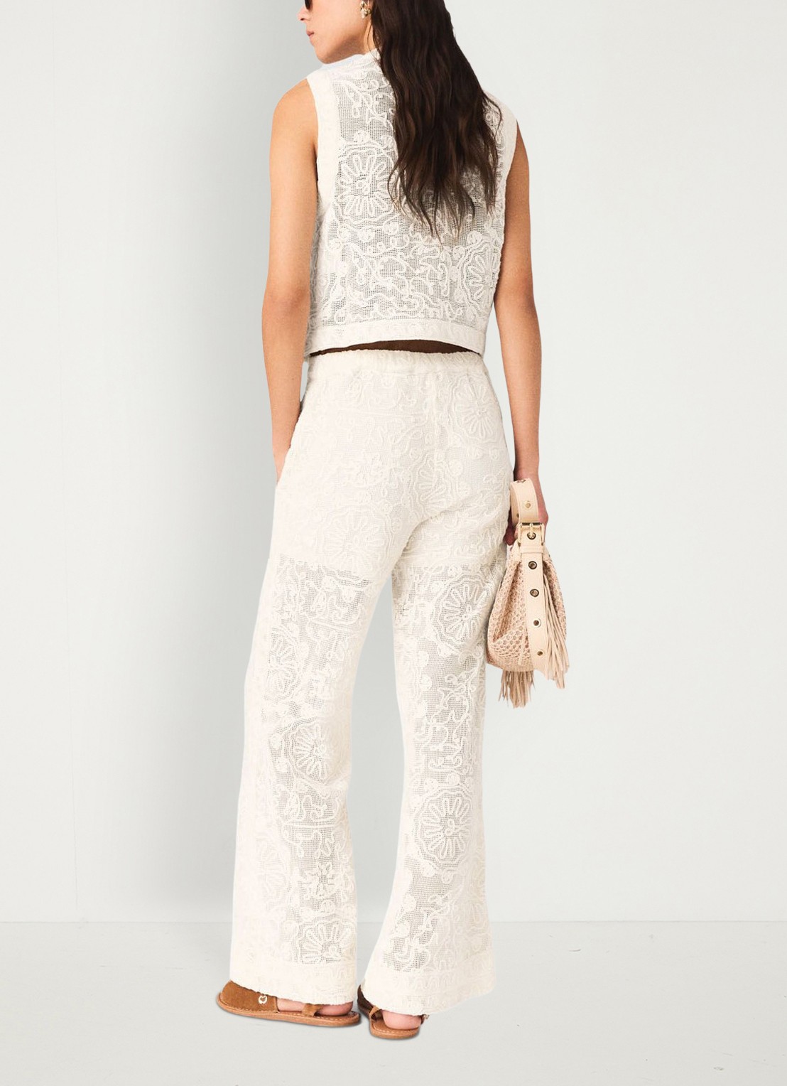 Maje Laros top met borduring - achterkant 5 beige