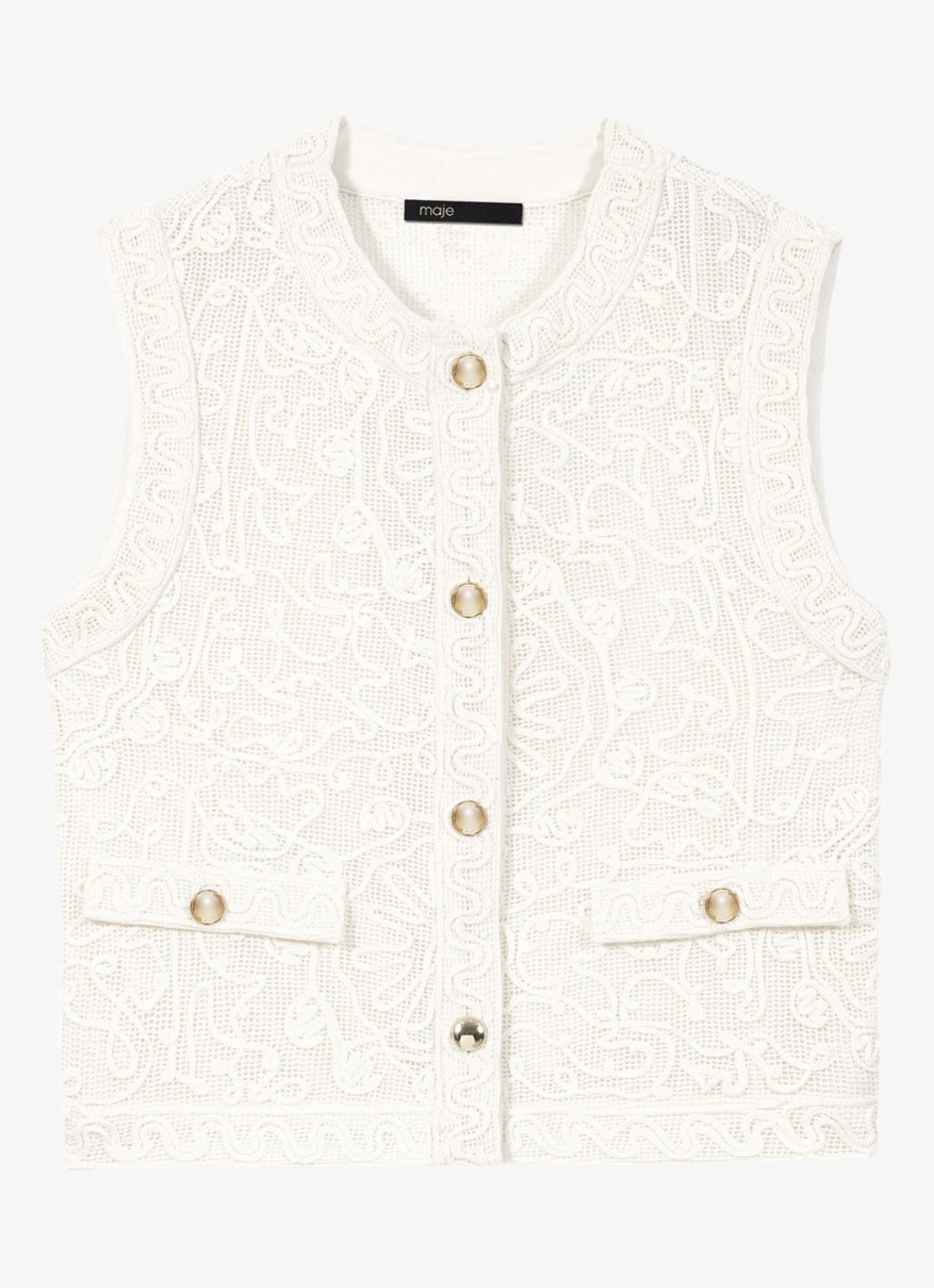 Maje Laros top met borduring - voorkant beige