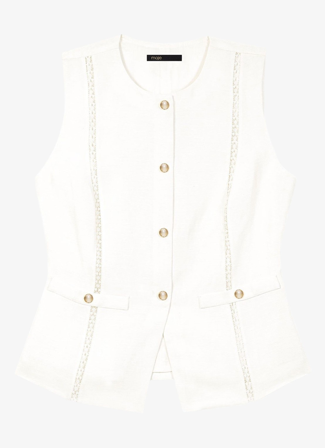 Maje Leena gilet in linnenblend - voorkant 6 wit