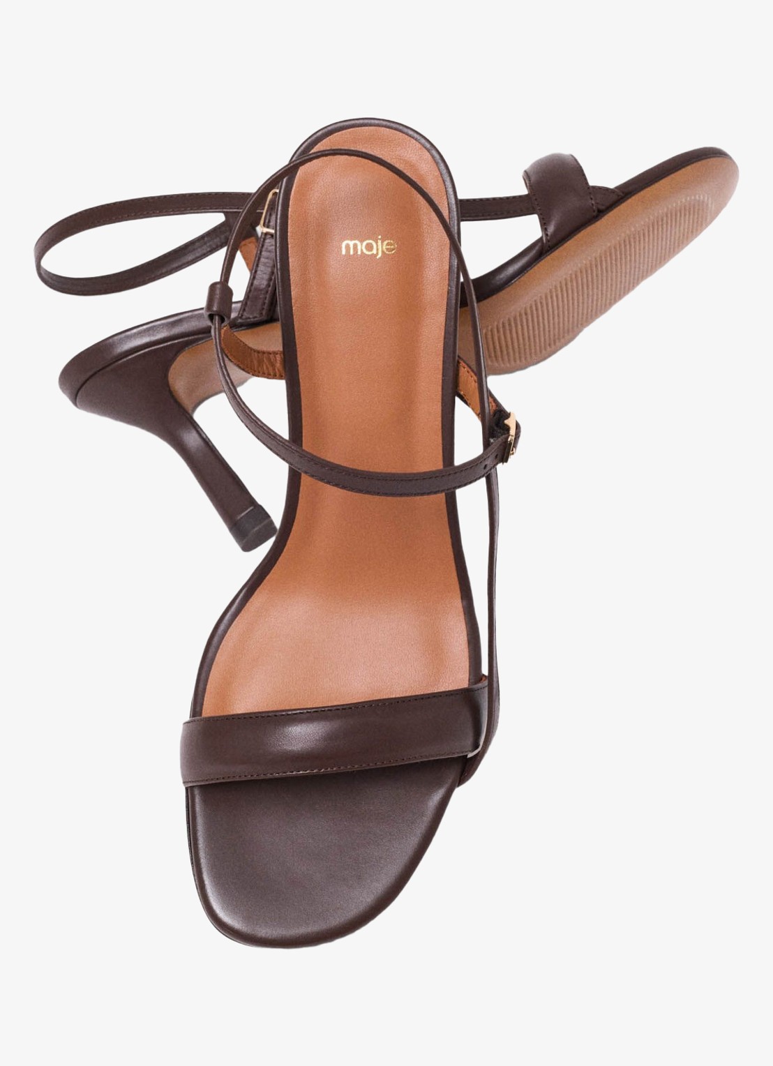 Maje Leren sandalen met bandjes - achterkant bruin