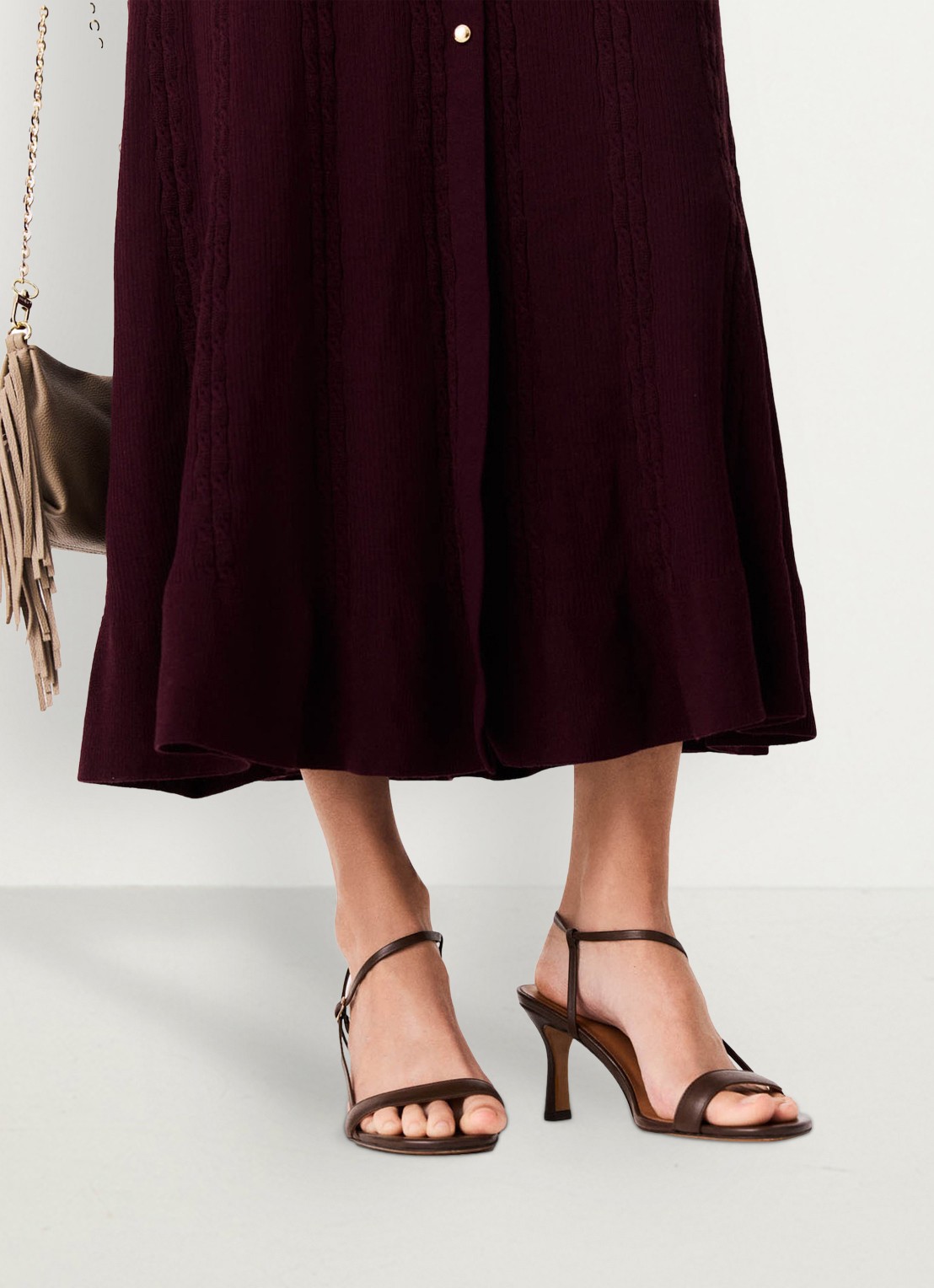 Maje Leren sandalen met bandjes - voorkant 3 bruin