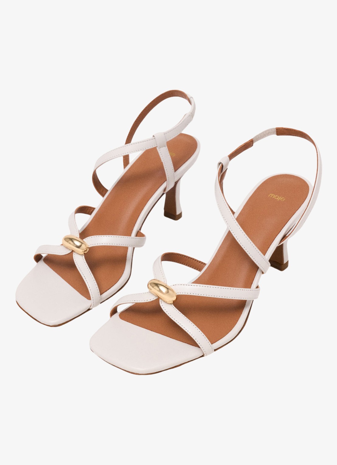 Maje Leren sandalen met meerdere bandjes - detail 4 beige