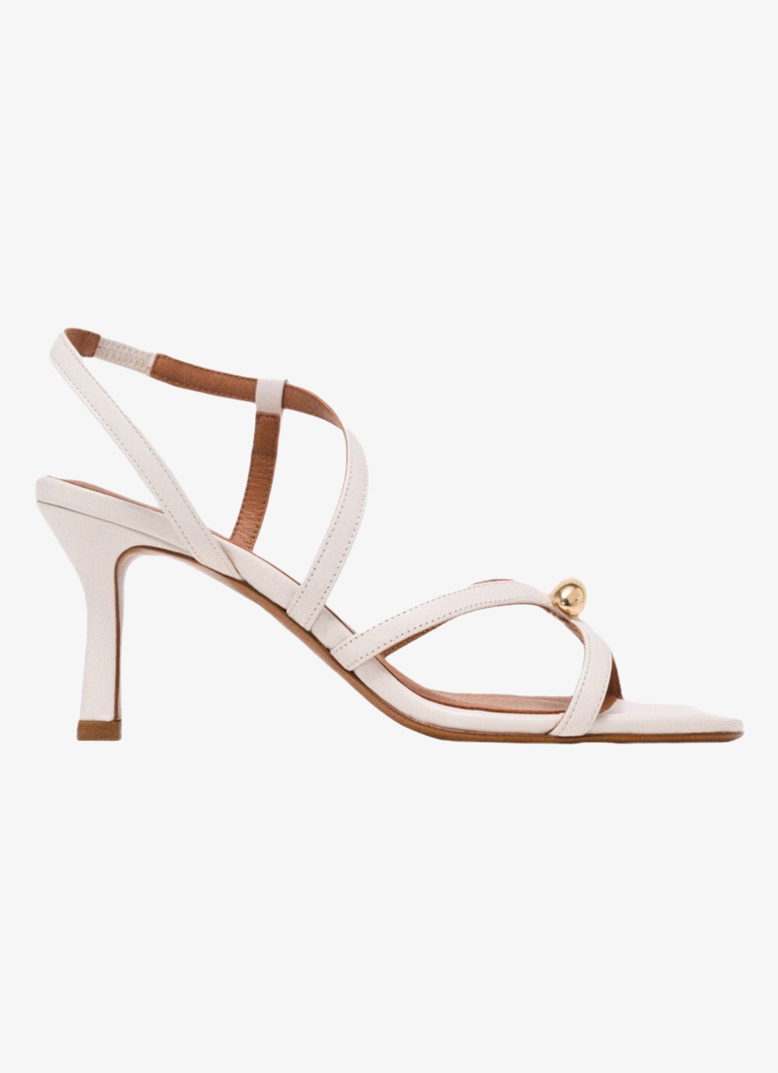 Maje Leren sandalen met meerdere bandjes - voorkant beige