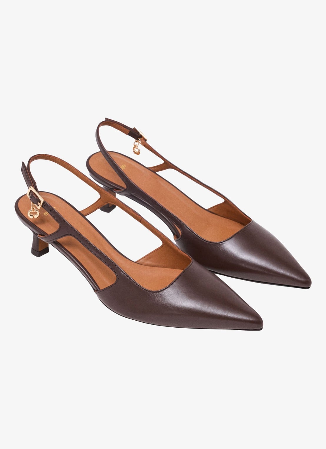 Maje Leren slingbacks - detail 2 bruin