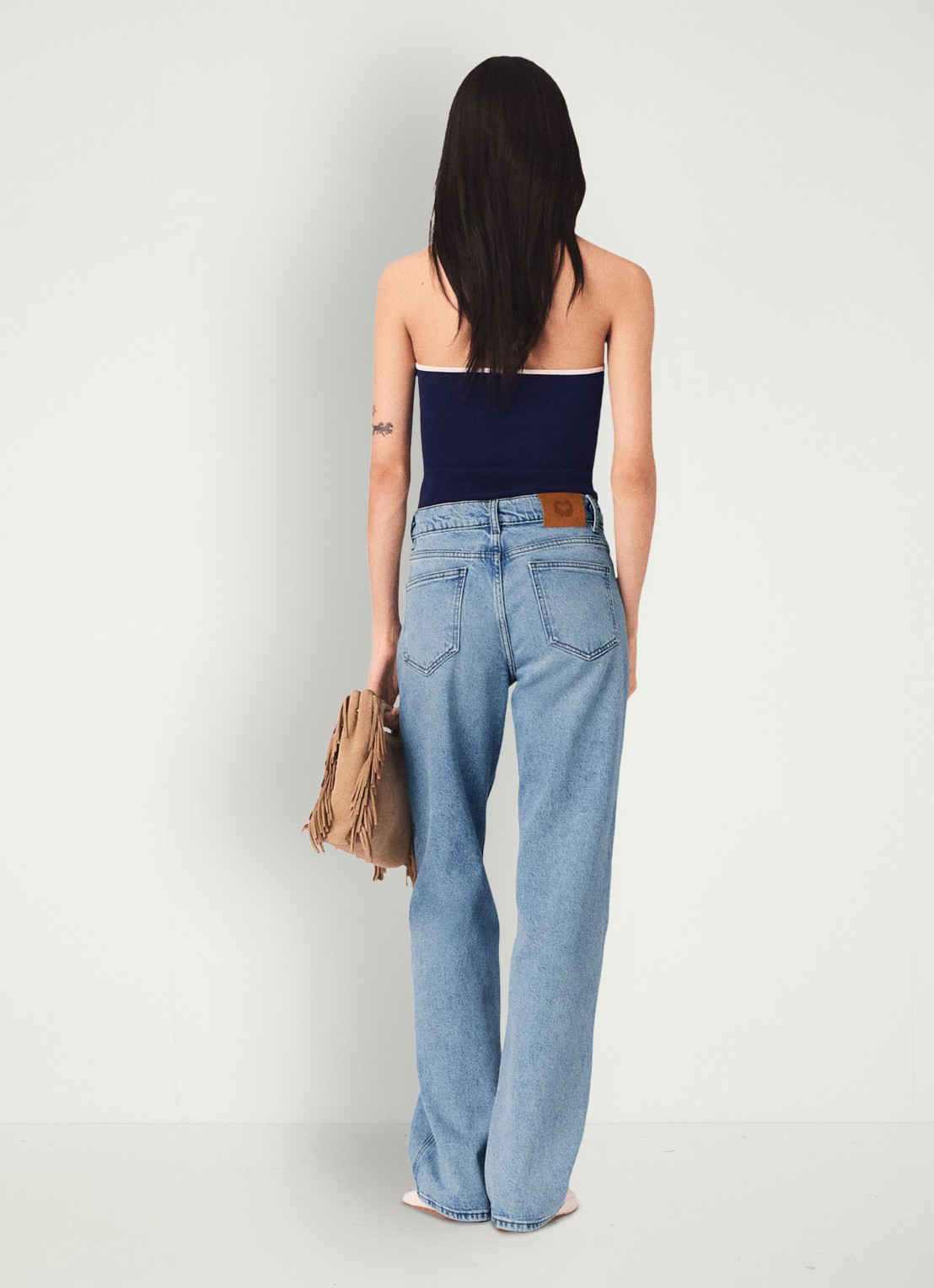 Maje Lilose strapless top met logo - achterkant donkerblauw