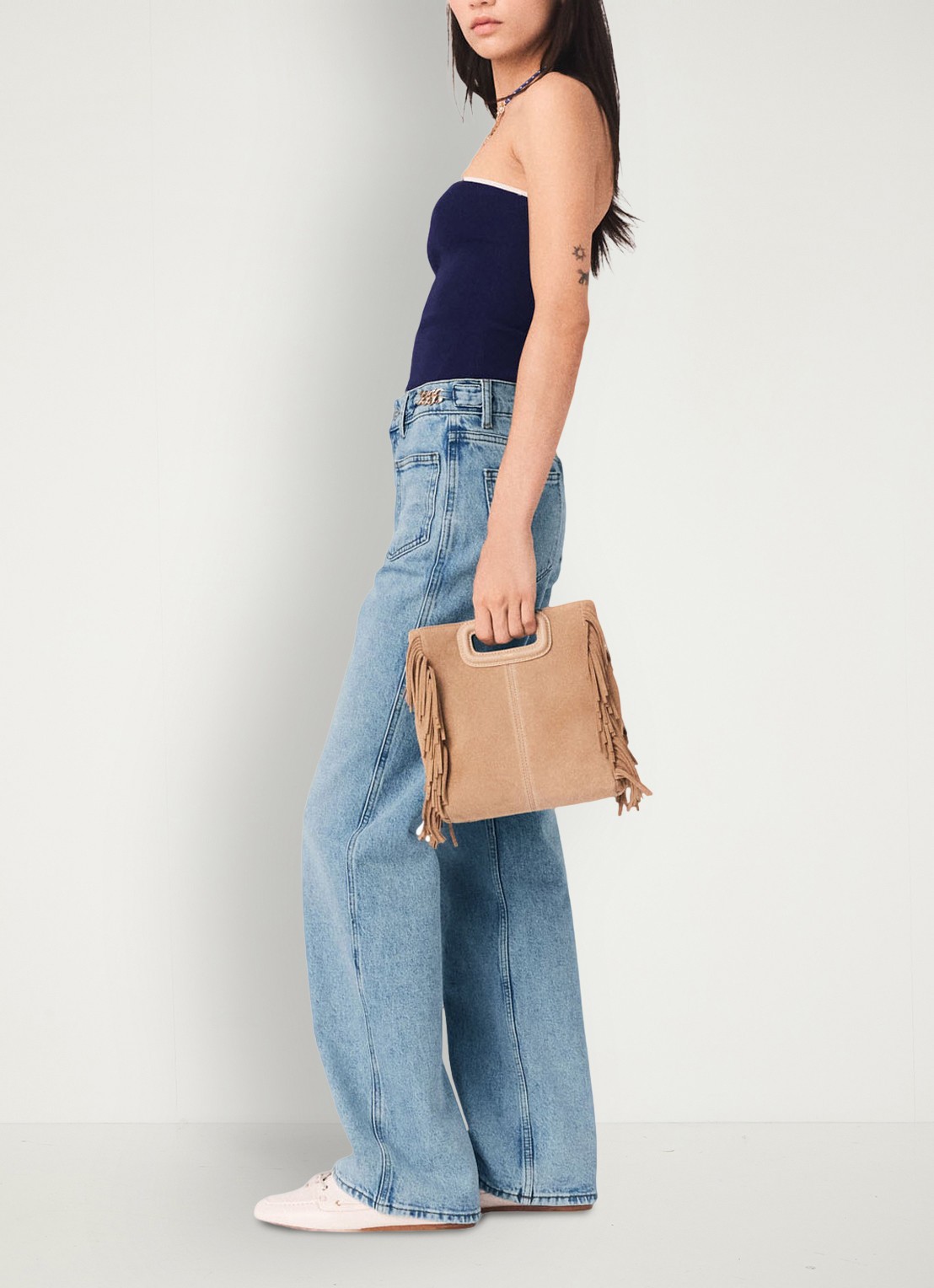 Maje Lilose strapless top met logo - detail 3 donkerblauw