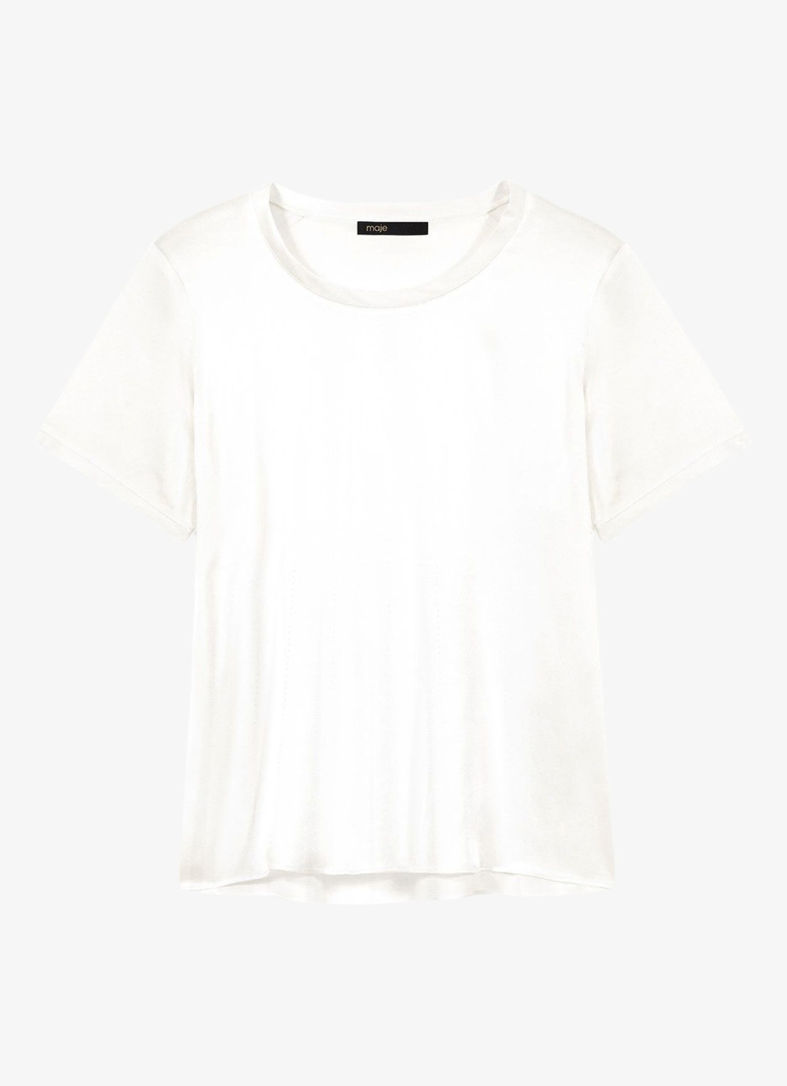 Maje Limeon T-shirt van zijde met ronde hals - voorkant 5 wit