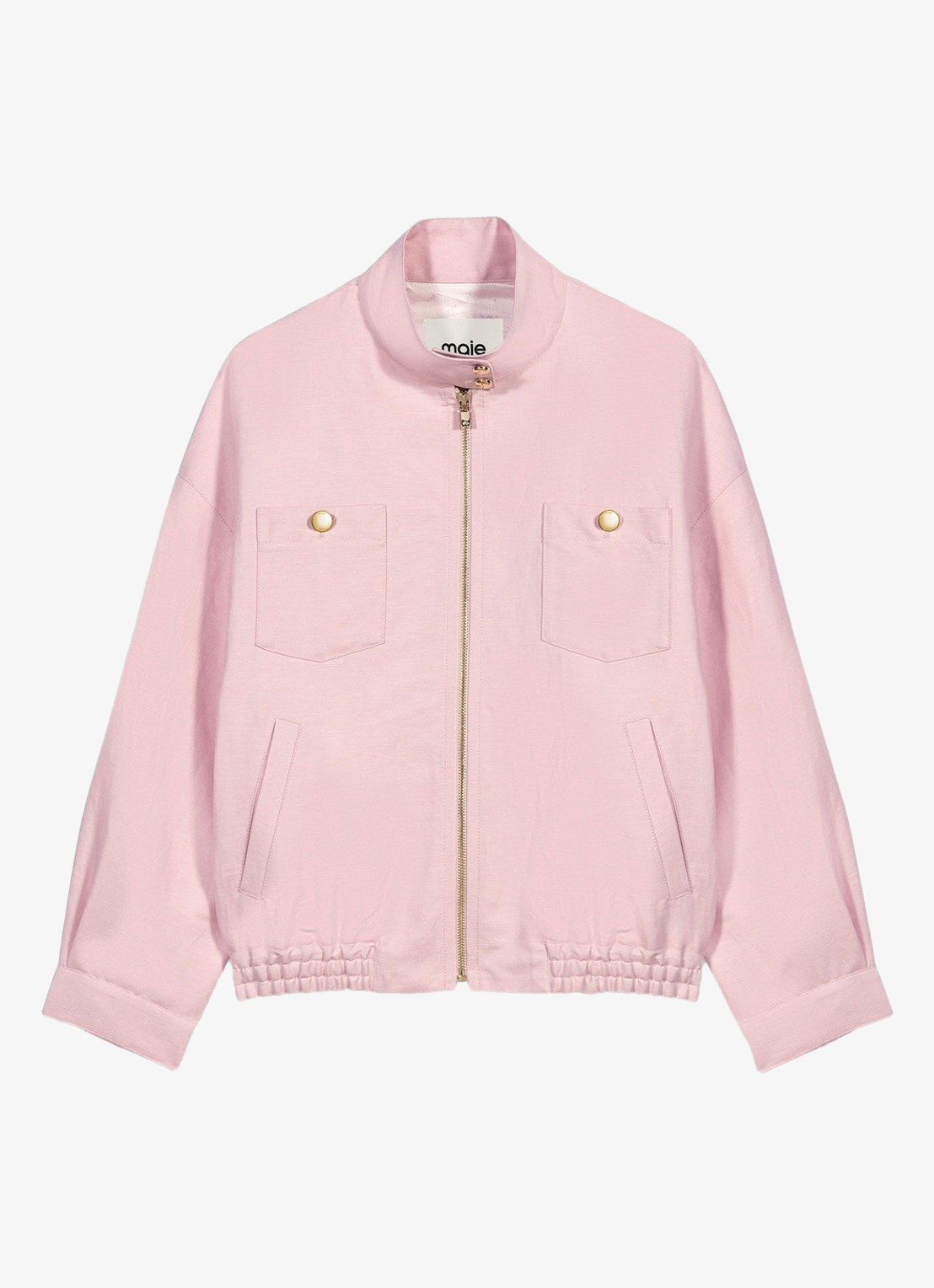 Maje Linnen blend bomberjack - voorkant 7 roze