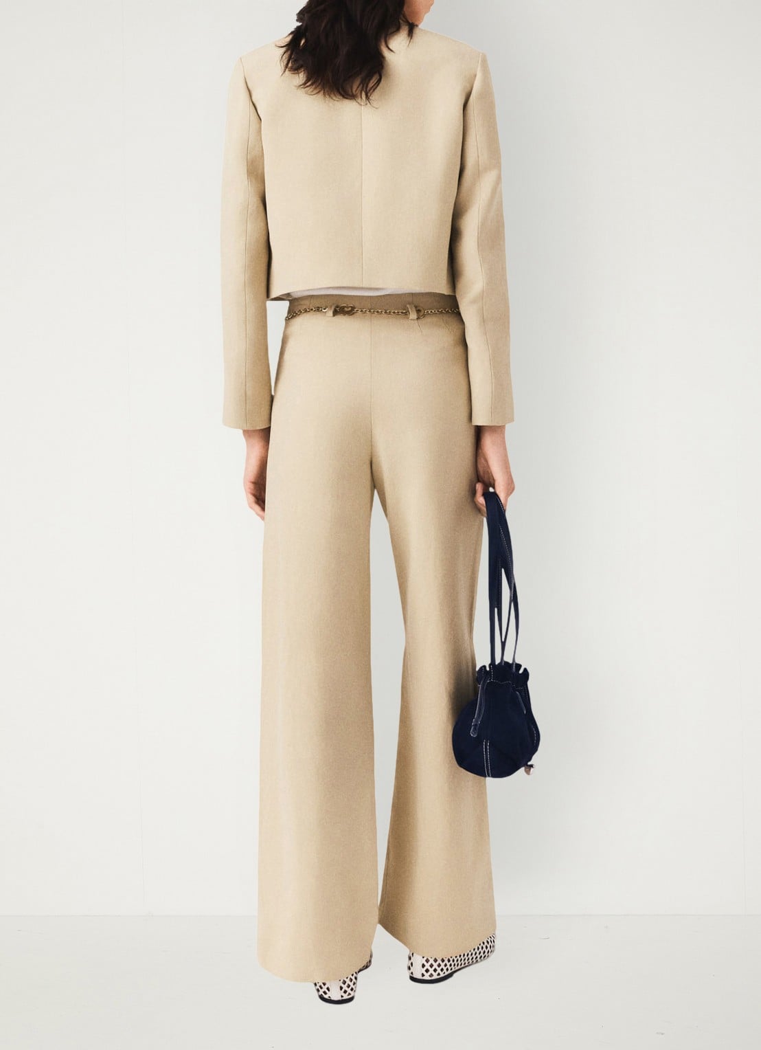 Maje Linnen blend kostuum broek - achterkant 3 beige