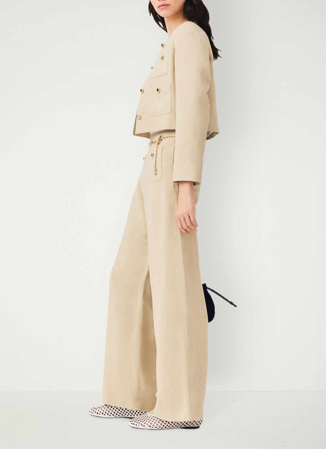 Maje Linnen blend kostuum broek - detail 5 beige