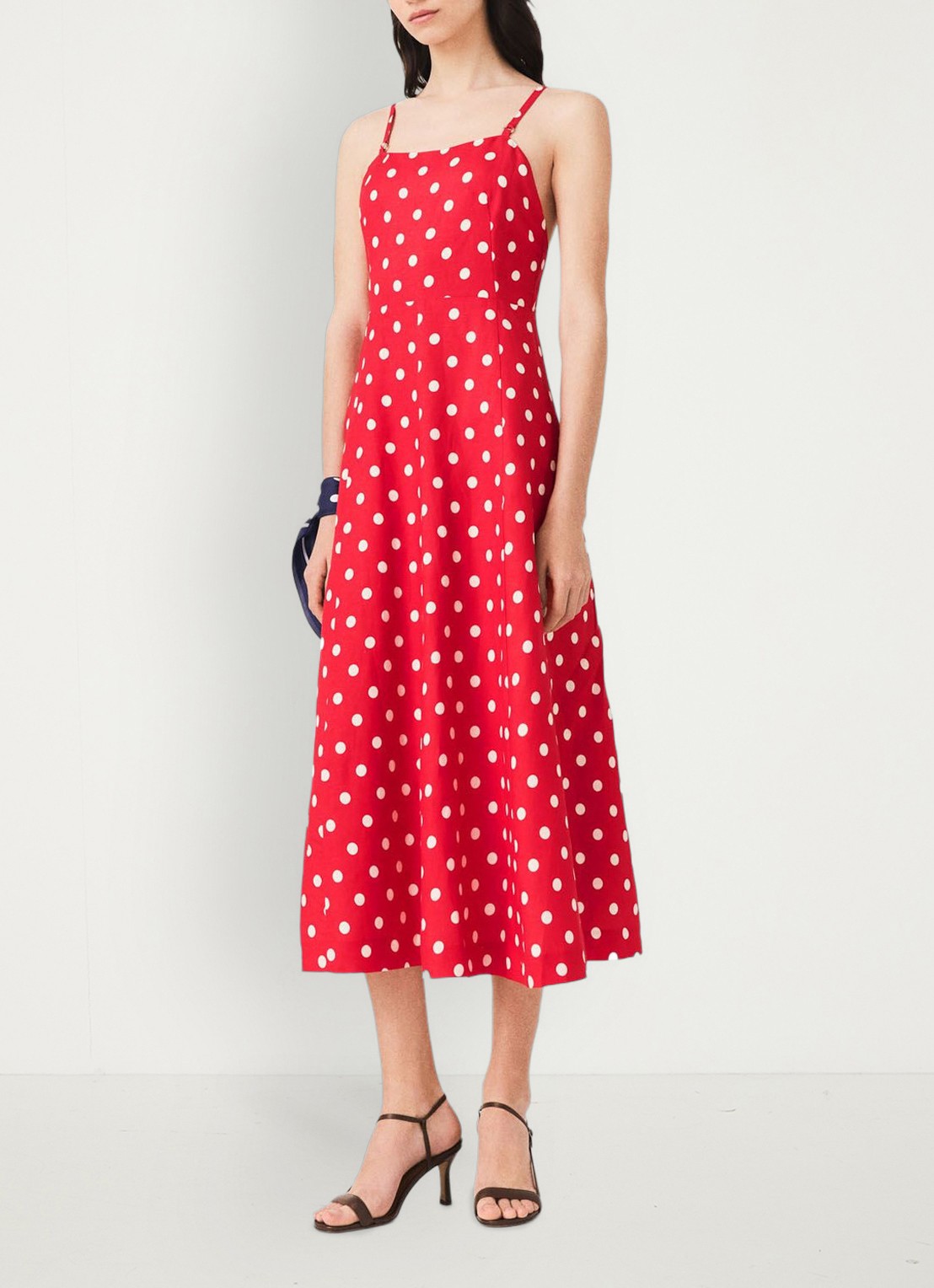 Maje Linnen blend maxi jurk met rugdecolleté - detail 4 rood