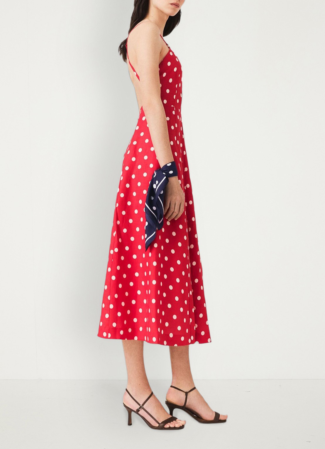 Maje Linnen blend maxi jurk met rugdecolleté - detail 5 rood