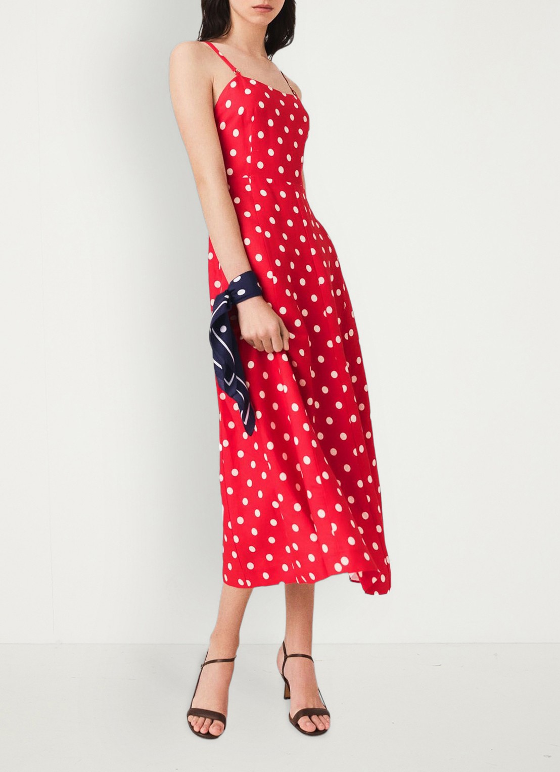 Maje Linnen blend maxi jurk met rugdecolleté - detail 6 rood