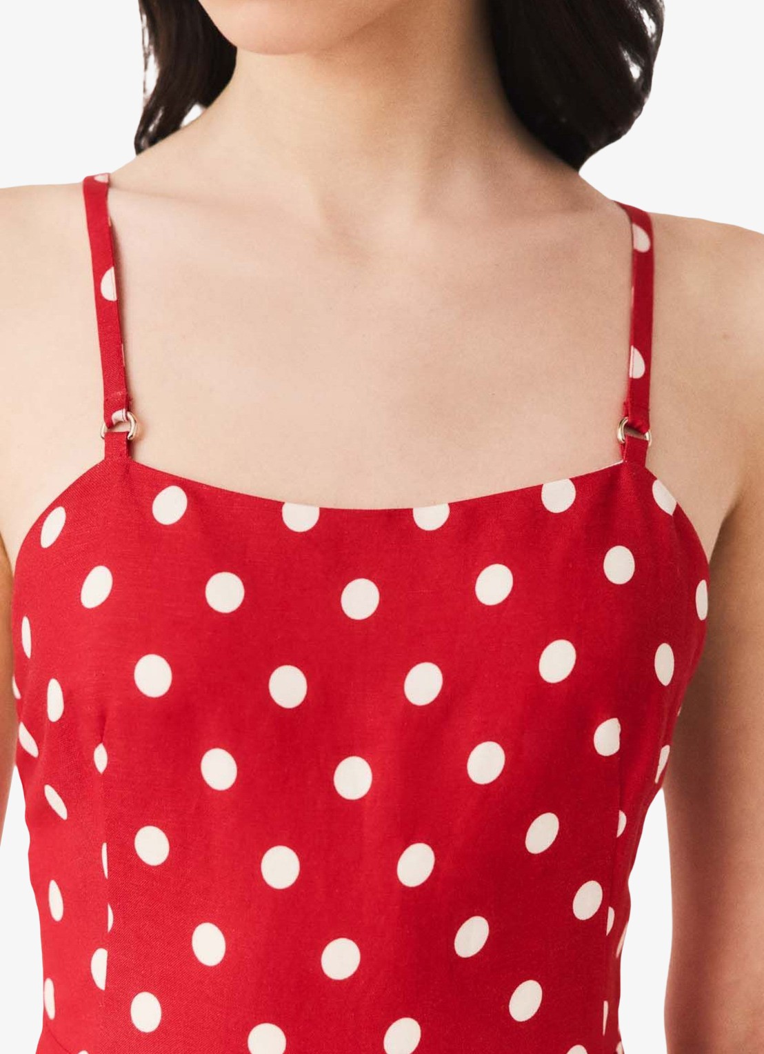 Maje Linnen blend maxi jurk met rugdecolleté - detail 7 rood