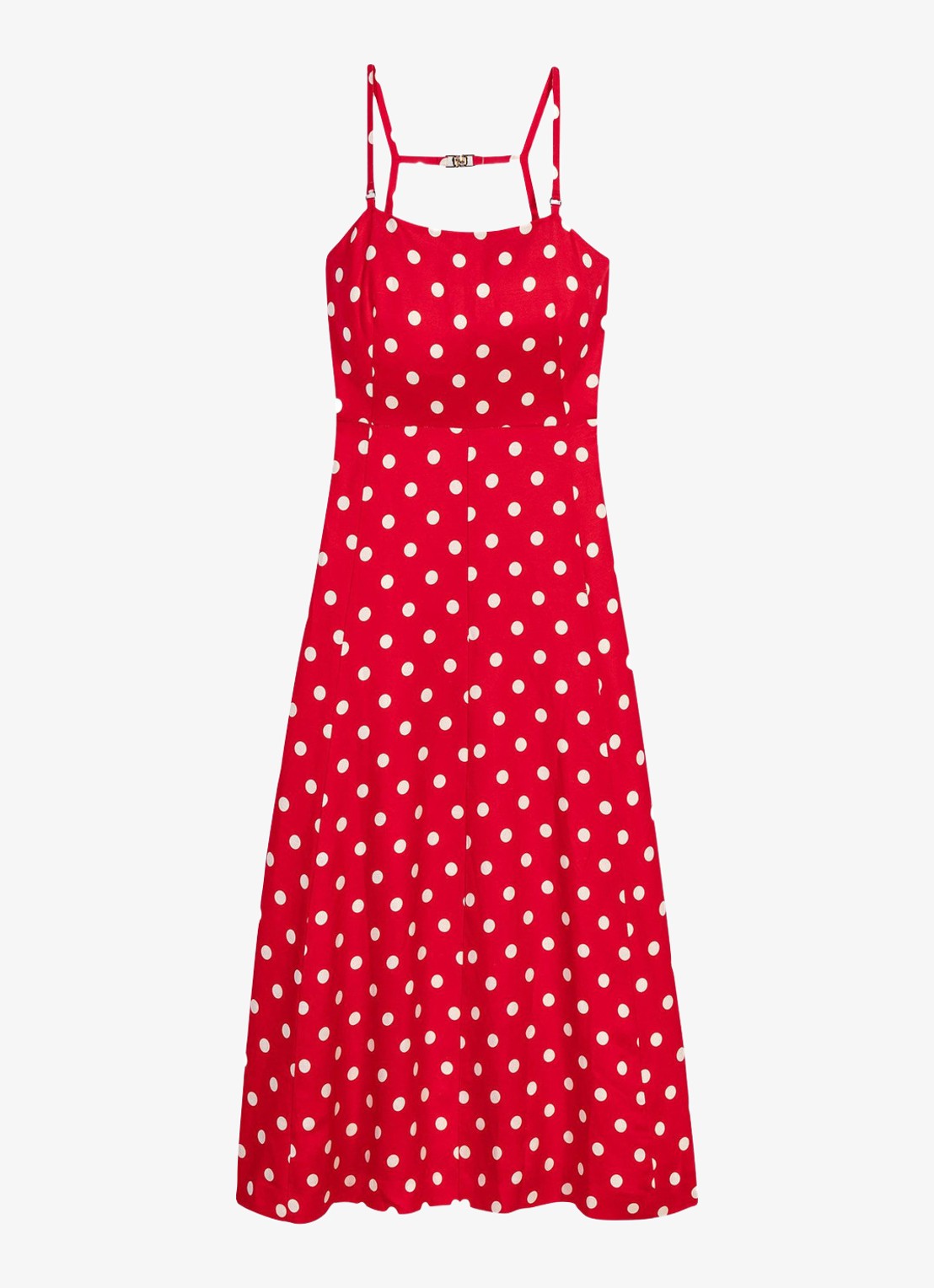 Maje Linnen blend maxi jurk met rugdecolleté - voorkant 2 rood