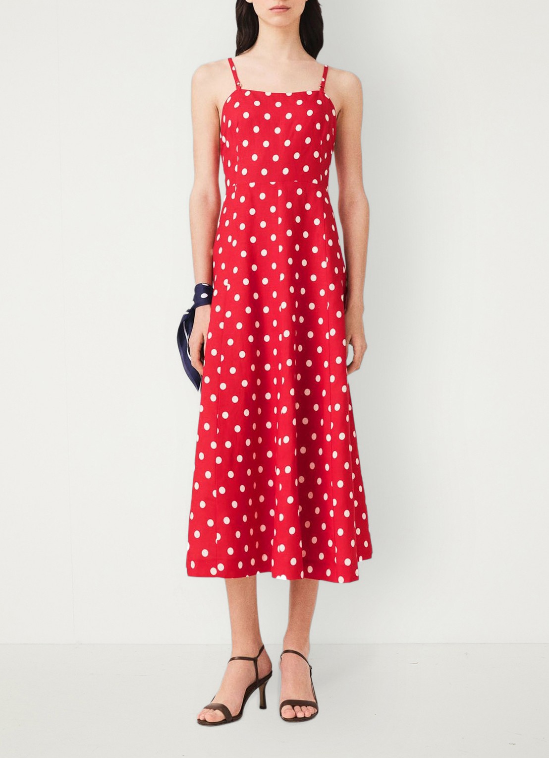 Maje Linnen blend maxi jurk met rugdecolleté - voorkant 3 rood