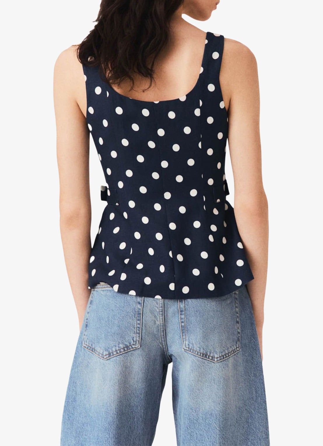 Maje Linnen blend rugdecolleté top - achterkant 3 donkerblauw