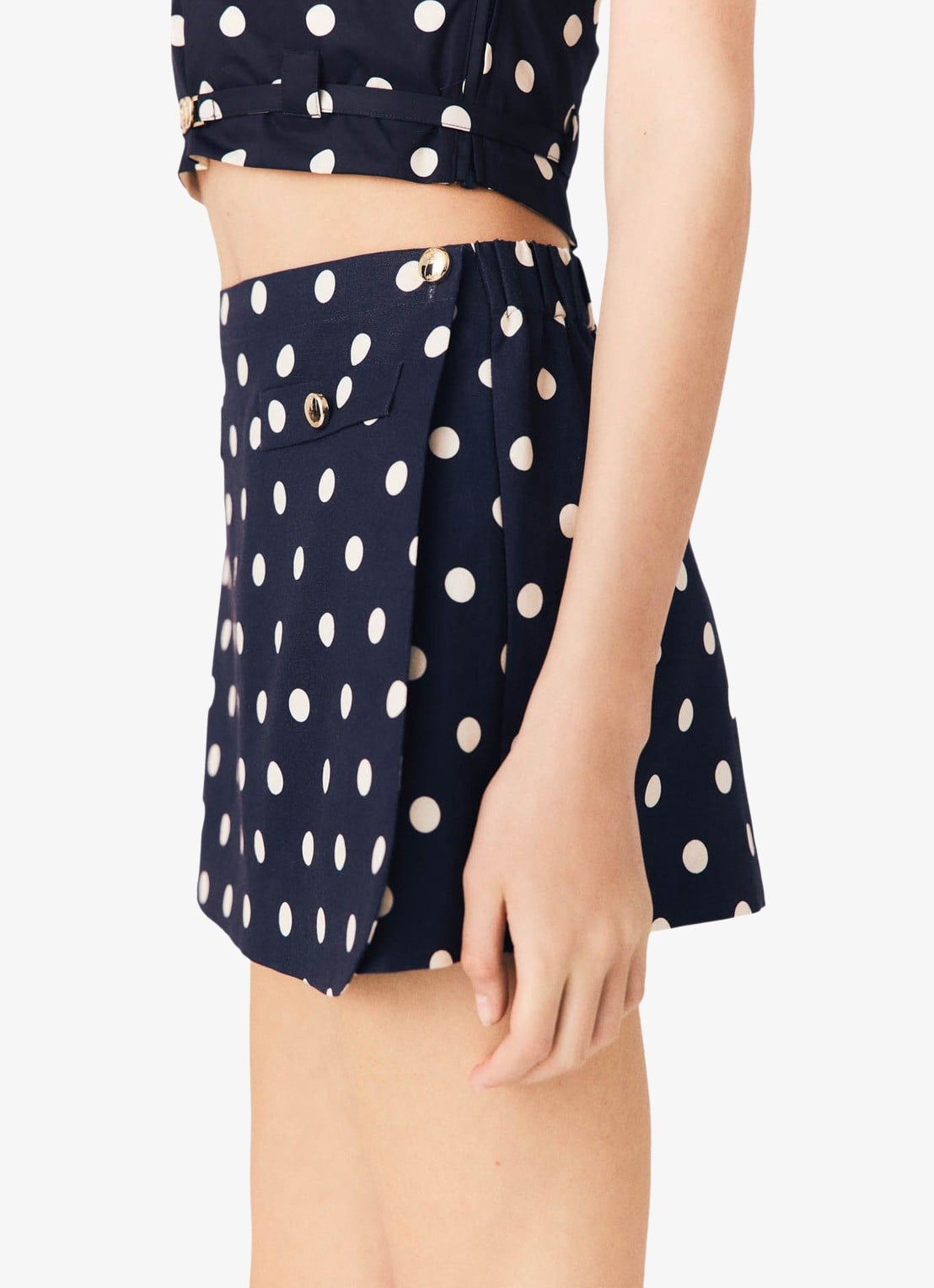 Maje Linnen blend skort - detail 4 donkerblauw