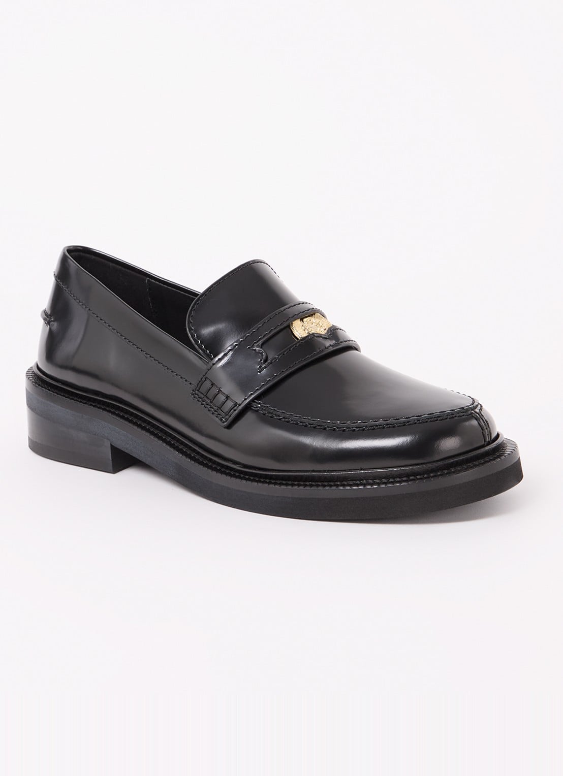 Maje Loafer van kalfsleer - voorkant 4 zwart