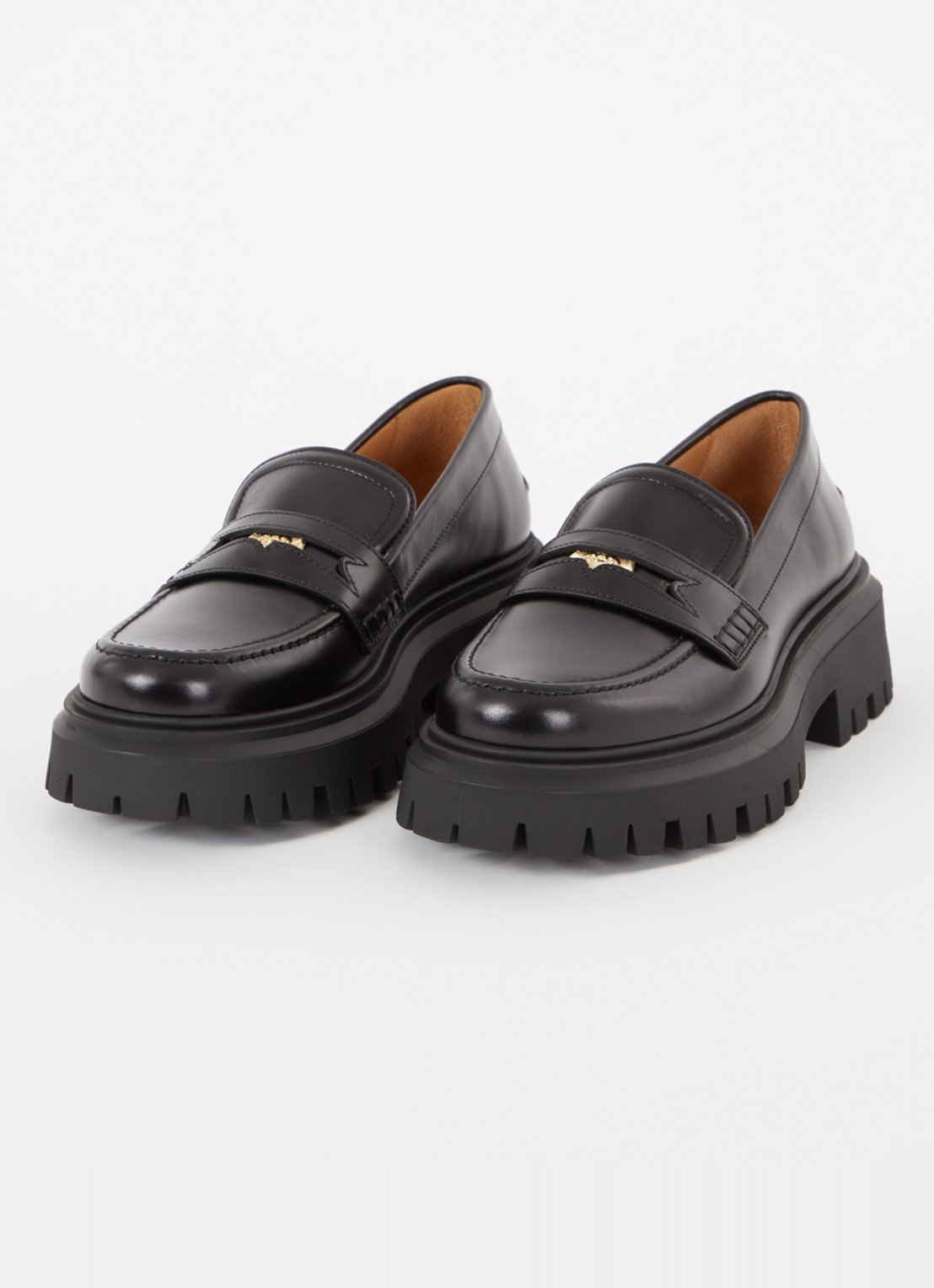 Maje Loafer van leer - detail 3 zwart