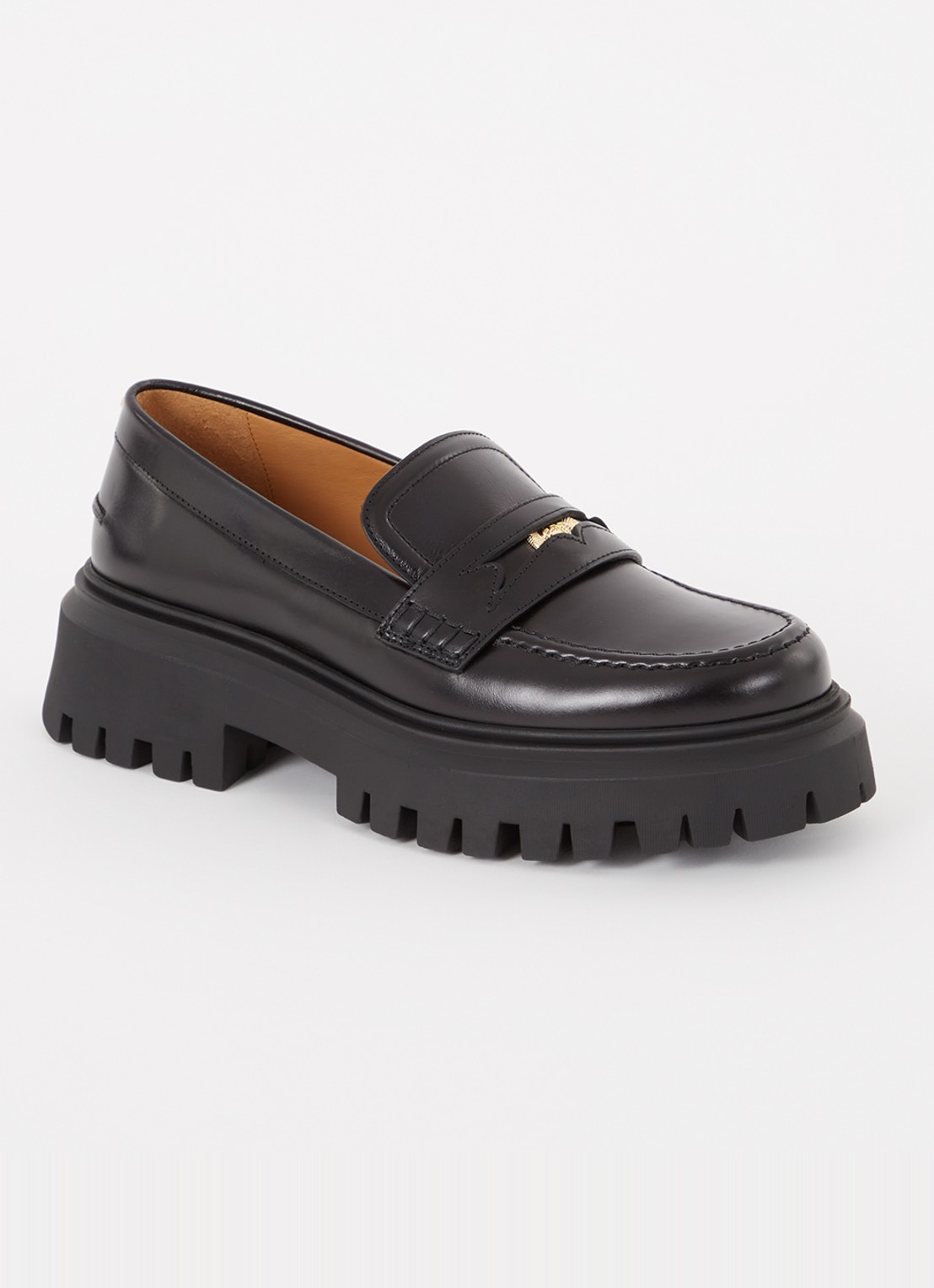 Maje Loafer van leer - voorkant 2 zwart