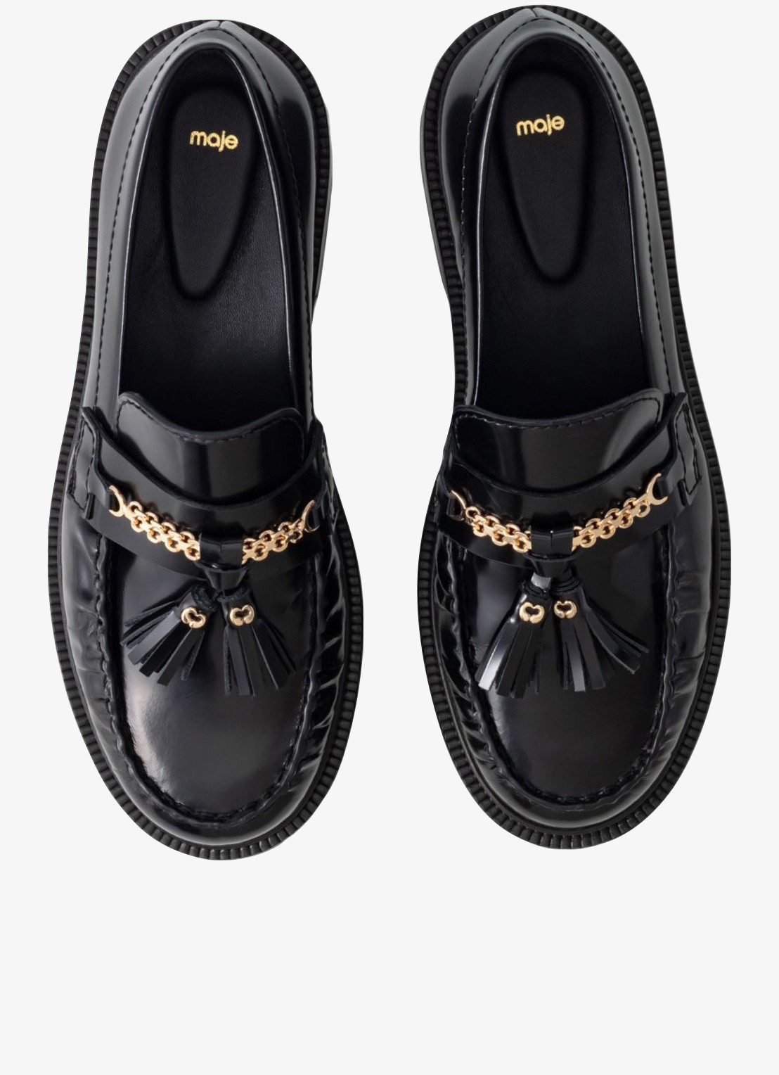 Maje Loafers van leer - detail zwart
