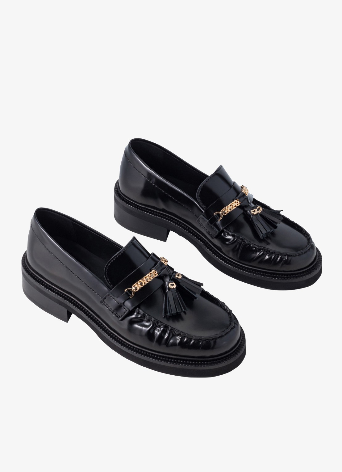 Maje Loafers van leer - detail 2 zwart