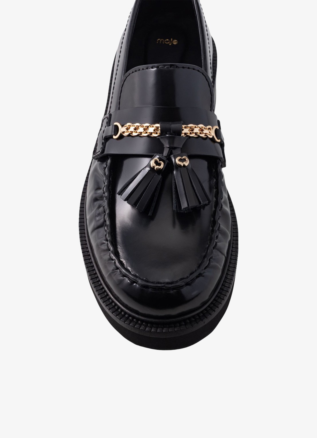 Maje Loafers van leer - detail 4 zwart