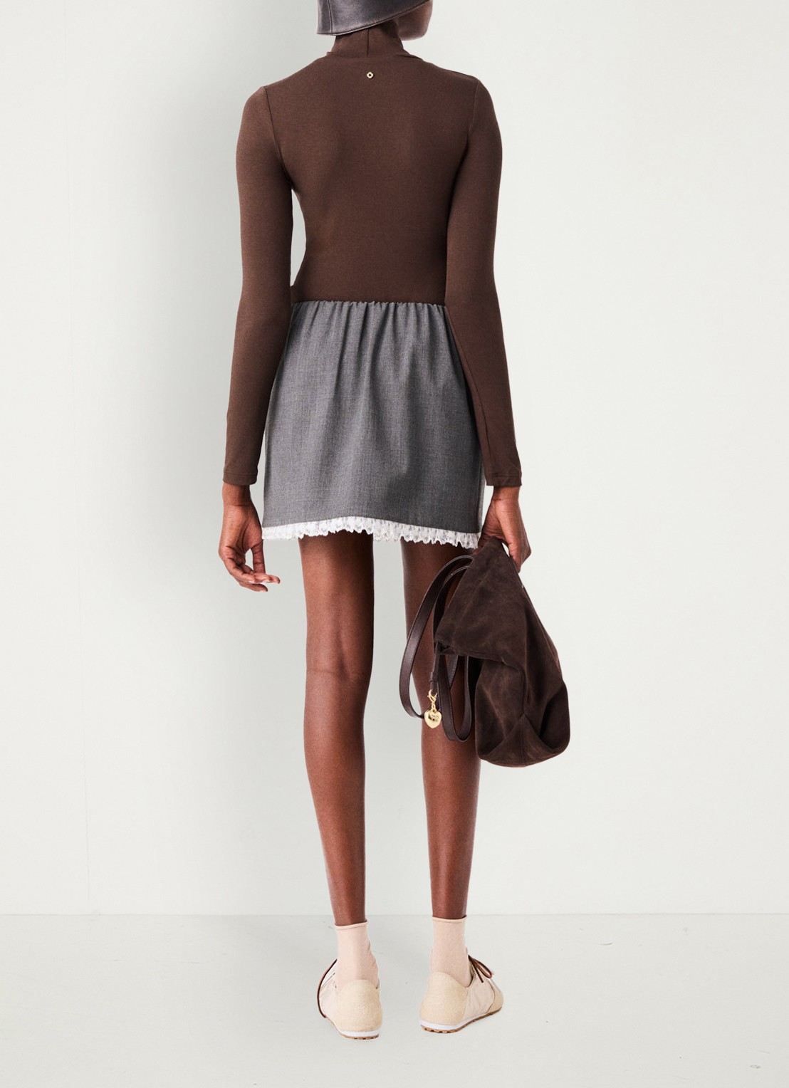 Maje Long sleeve met col - achterkant donkerbruin