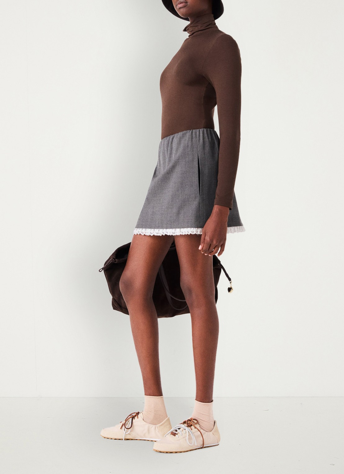 Maje Long sleeve met col - detail 4 donkerbruin