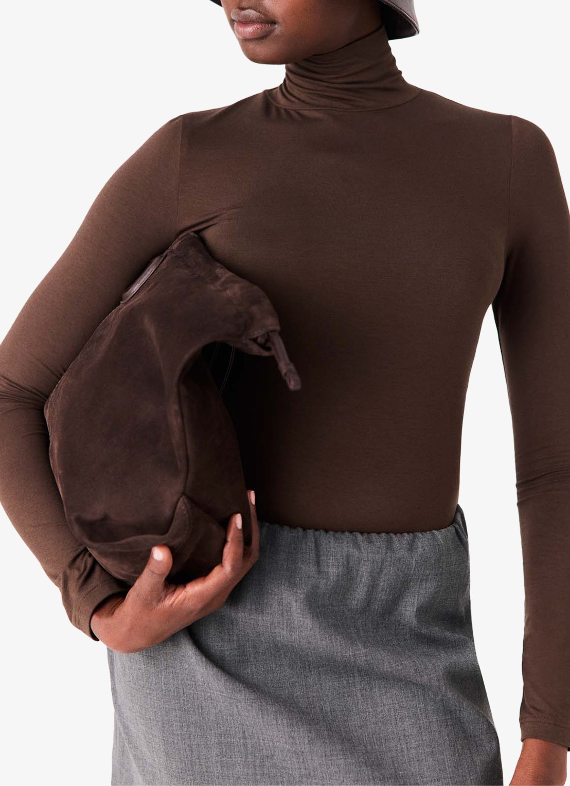 Maje Long sleeve met col - detail 7 donkerbruin