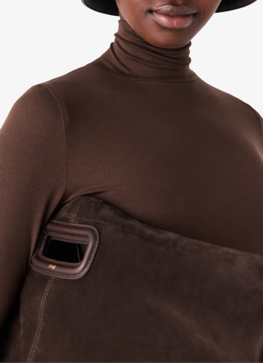 Maje Long sleeve met col - detail 8 donkerbruin