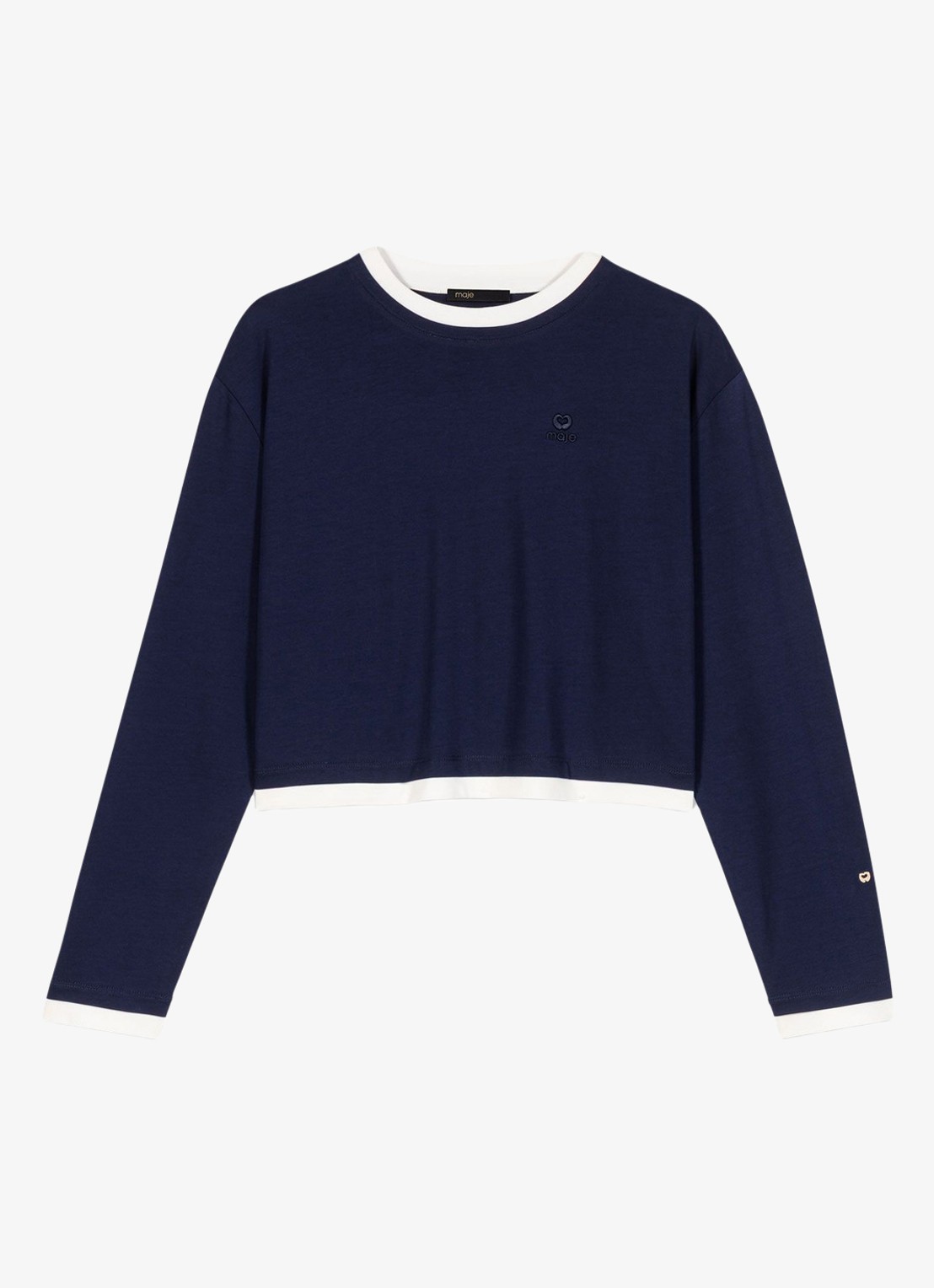 Maje Longsleeve met logoborduring - voorkant 6 donkerblauw