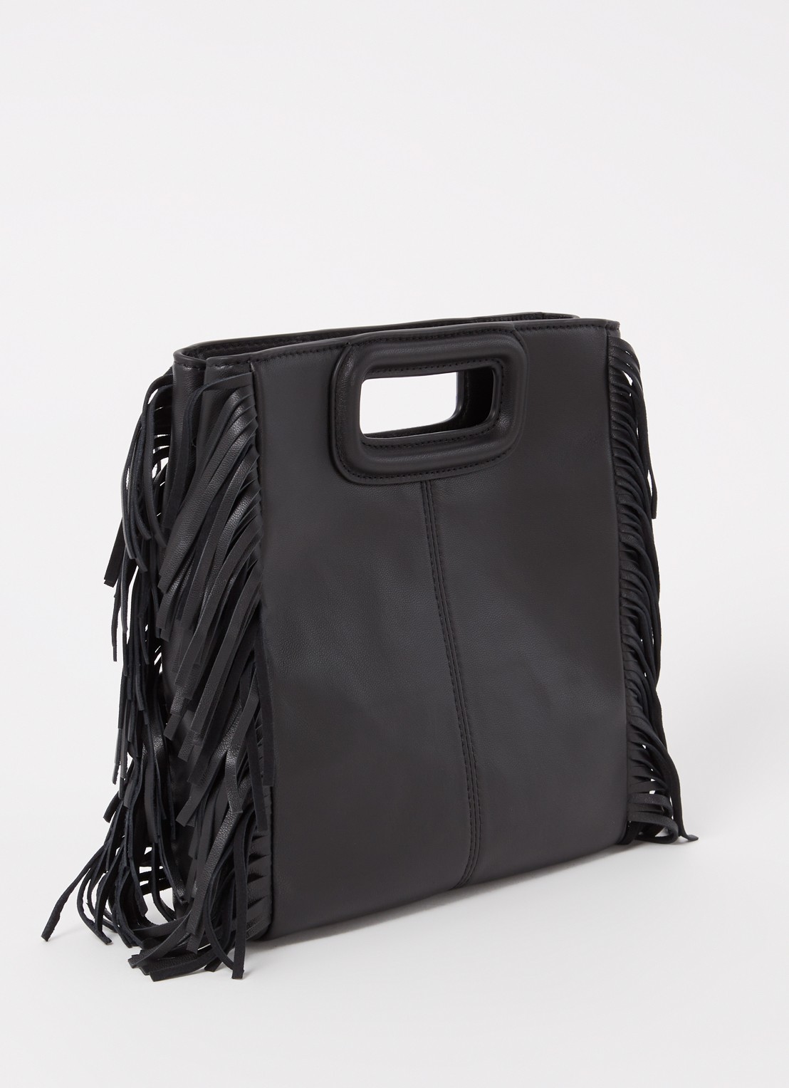 Maje M bag handtas van leer met franjes - achterkant 4 zwart