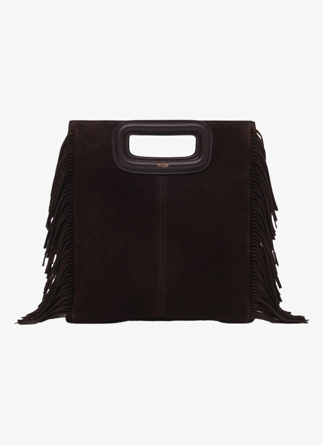 Maje M crossbodytas van suède - voorkant 5 donkerbruin