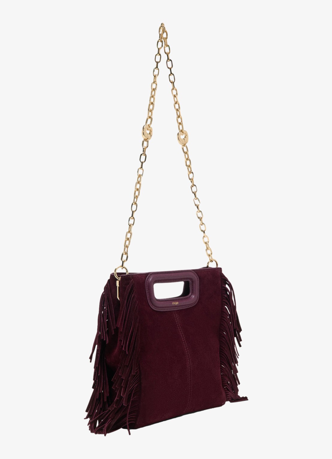 Maje M crossbodytas van suède - detail 2 aubergine