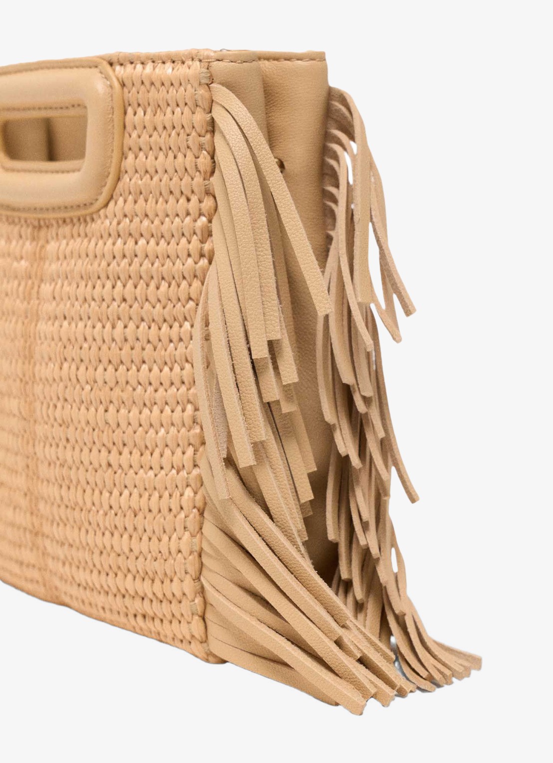 Maje M Mini Raf City handtas met gevlochten detail en franjes - detail 2 beige