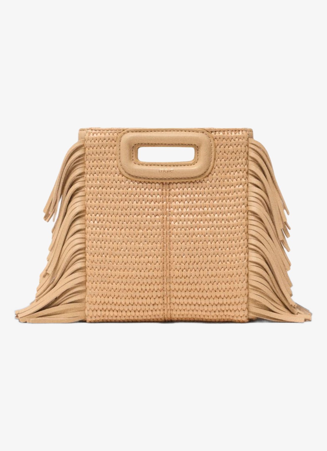 Maje M Mini Raf City handtas met gevlochten detail en franjes - voorkant 5 beige