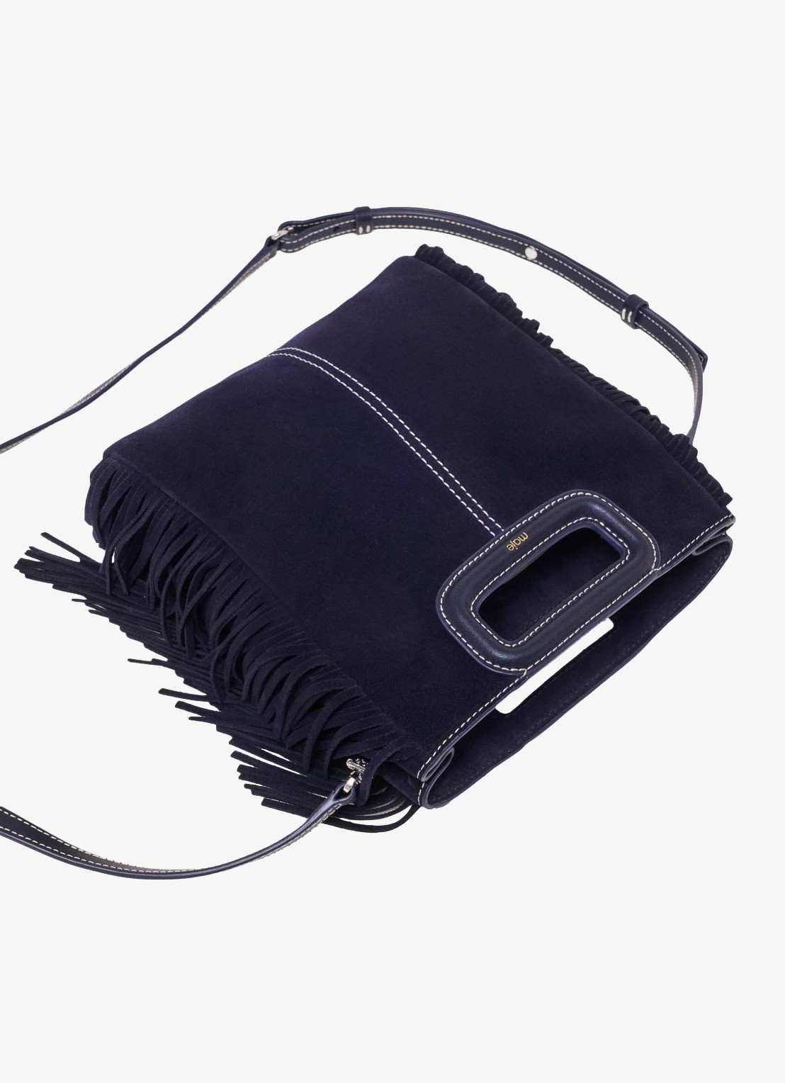 Maje M tas van getikte suède - detail 7 marineblauw