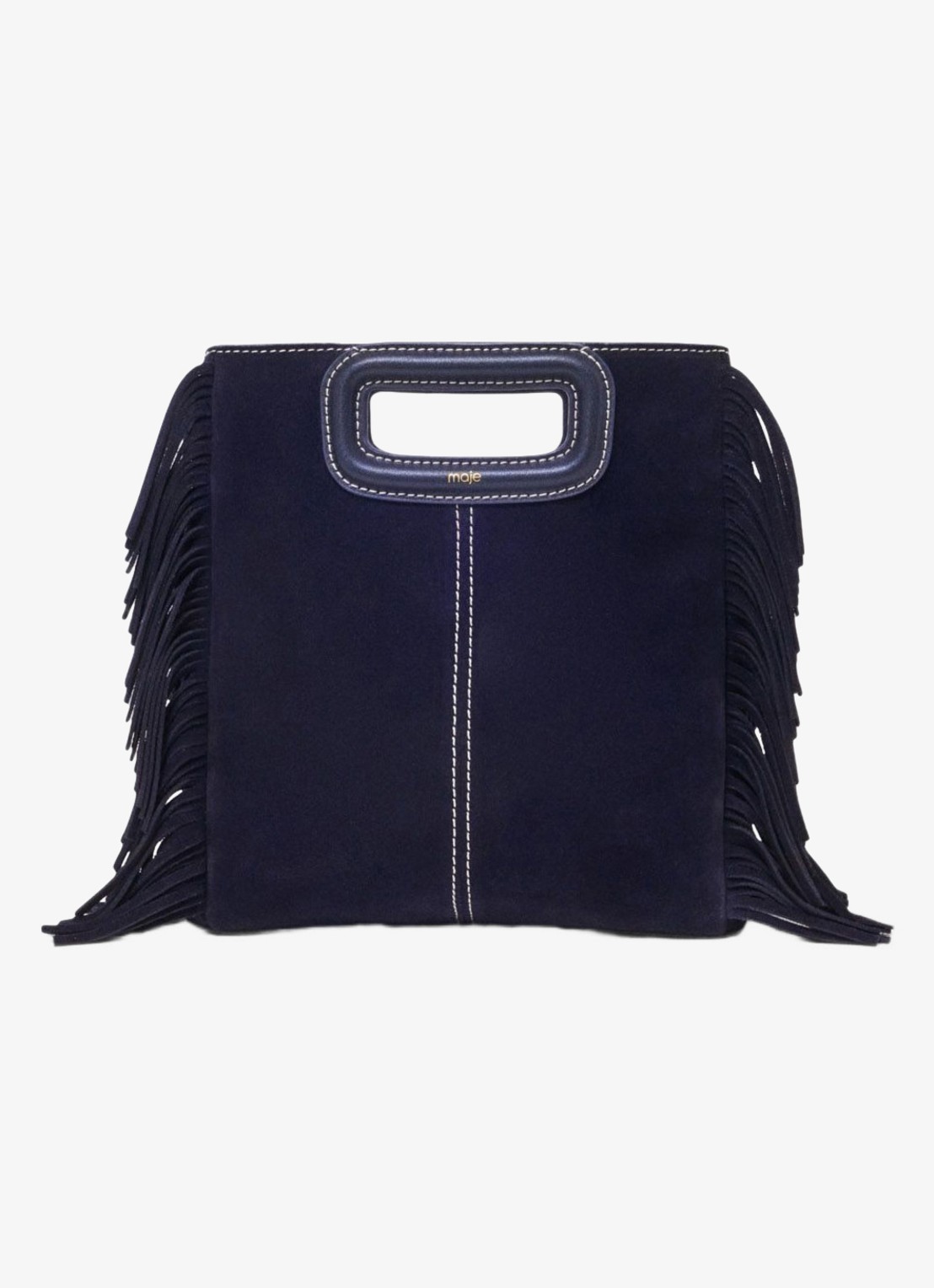 Maje M tas van getikte suède - voorkant marineblauw