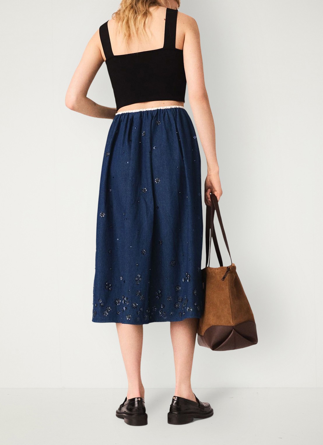 Maje Maclyna cropped tanktop met stretch - achterkant zwart