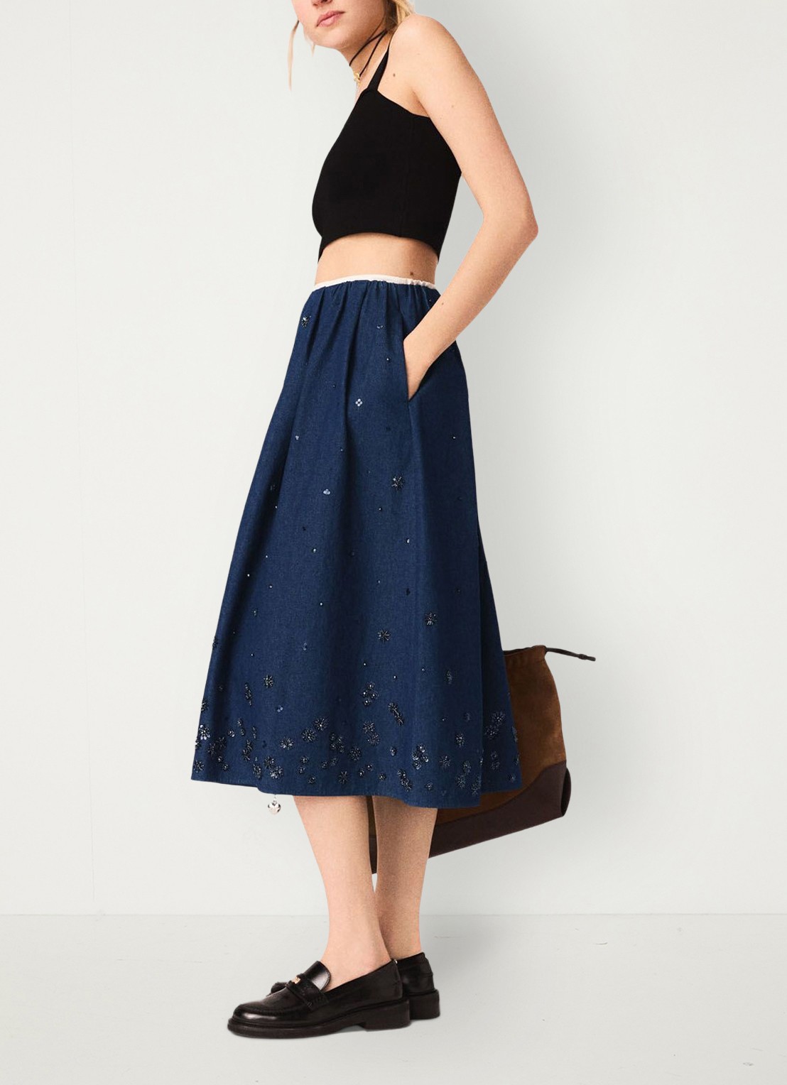 Maje Maclyna cropped tanktop met stretch - detail 7 zwart
