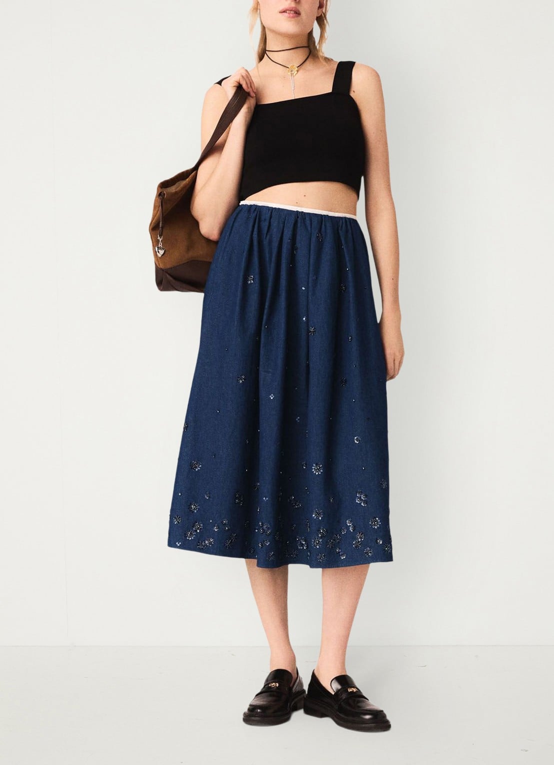 Maje Maclyna cropped tanktop met stretch - voorkant 3 zwart