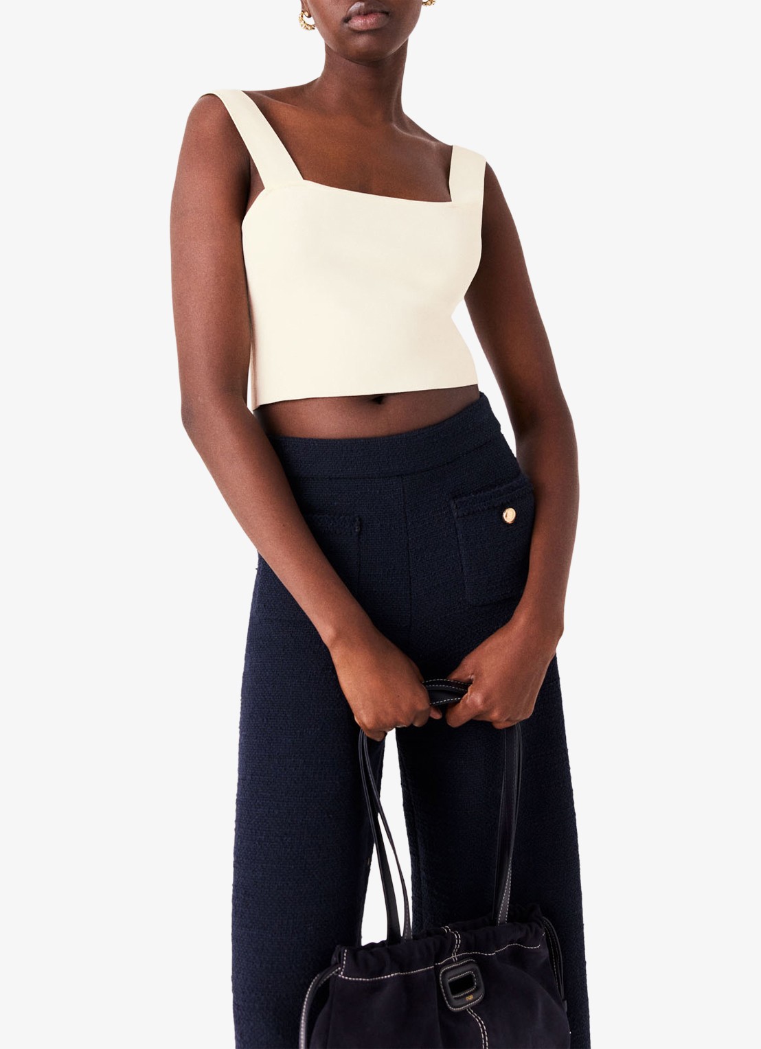 Maje Maclyna cropped tanktop met stretch - detail 5 beige