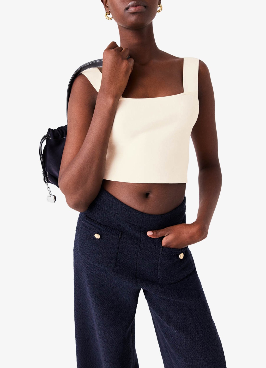 Maje Maclyna cropped tanktop met stretch - detail 6 beige