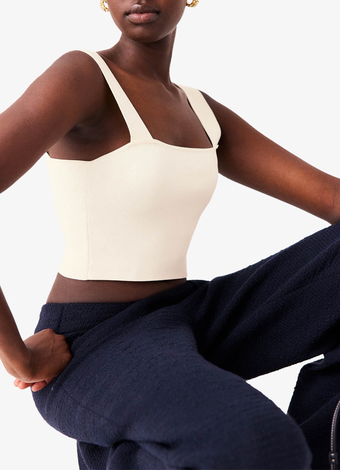 Maje Maclyna cropped tanktop met stretch - detail 7 beige