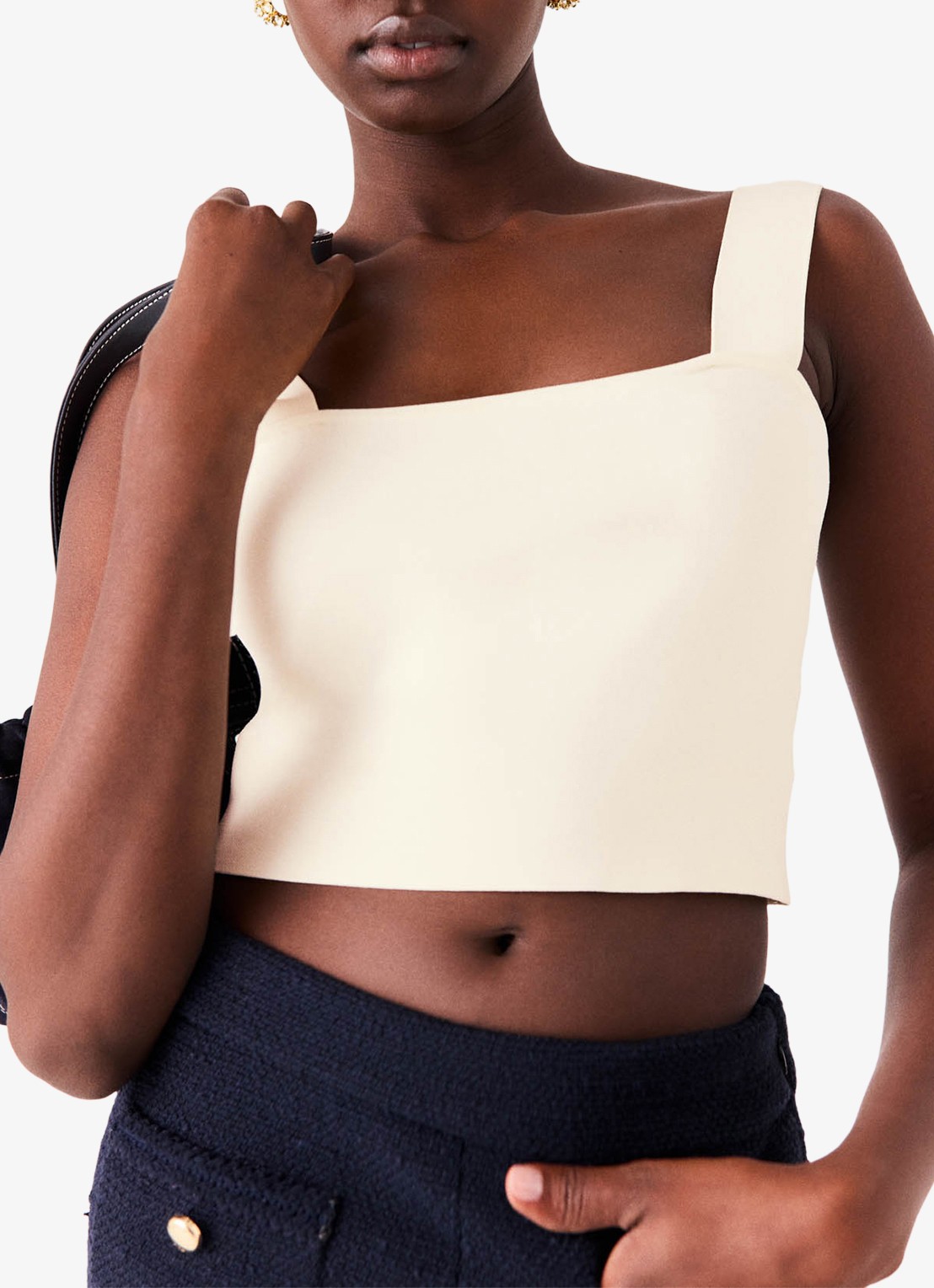 Maje Maclyna cropped tanktop met stretch - detail 8 beige