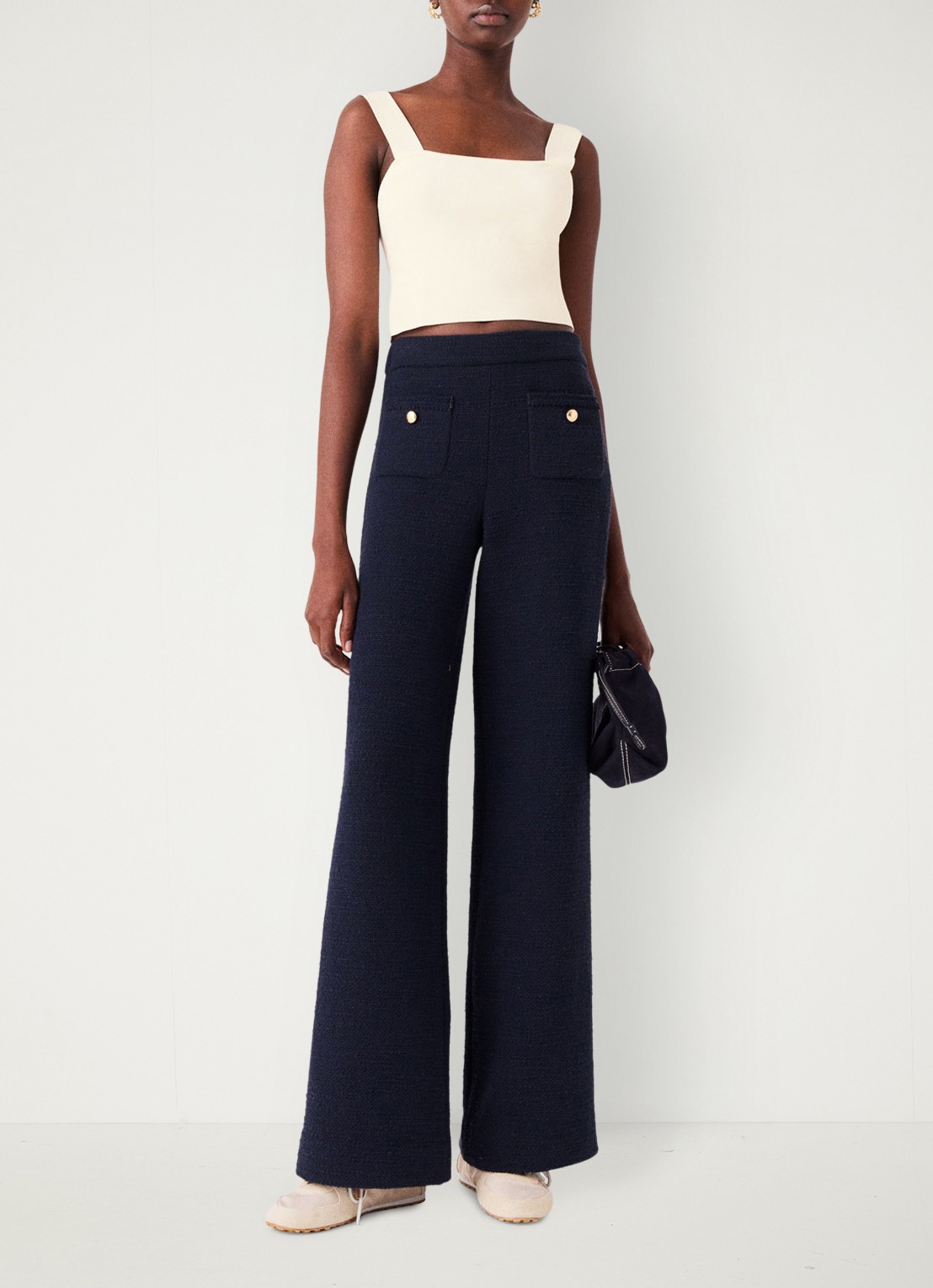 Maje Maclyna cropped tanktop met stretch - voorkant 2 beige