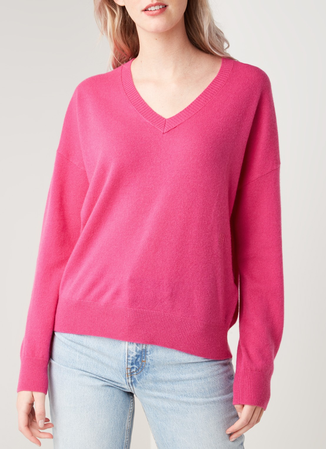 Maje Manon fijngebreide pullover van kasjmier - detail 2 fuchsia