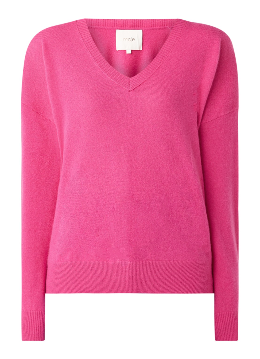 Maje Manon fijngebreide pullover van kasjmier - voorkant 3 fuchsia